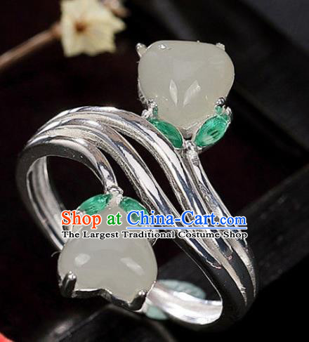 Chinese National Jade Ring Handmade Jewelry Accessories Classical Silver Circlet