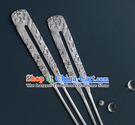 China Handmade Hair Accessories Tang Dynasty Empress Hair Stick Traditional Silver Hairpin