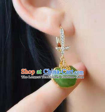 Handmade China Jade Ear National Jewelry Accessories Traditional Cheongsam Crystal Earrings