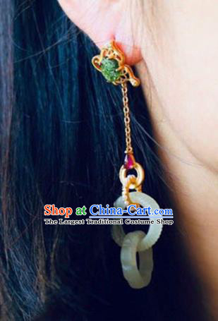 Handmade China Pearls Eardrop Accessories Traditional Jade Jewelry National Cheongsam Earrings