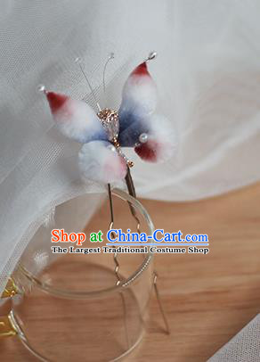 Chinese Traditional Hanfu Hair Accessories Ming Dynasty Court Velvet Butterfly Hairpin