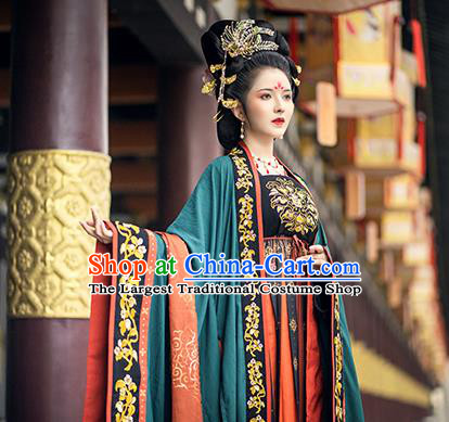 China Ancient Court Queen Embroidered Hanfu Dress Traditional Tang Dynasty Imperial Empress Historical Clothing Full Set
