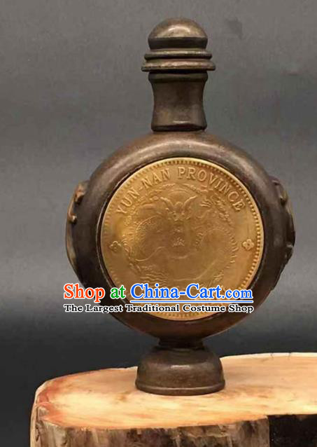 Handmade Chinese Carving Pi Xiu Snuff Bottle Ornaments Brass Accessories