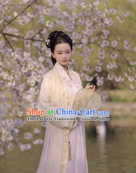 China Ancient Patrician Woman Clothing Traditional Embroidered Hanfu Dress Song Dynasty Noble Beauty Historical Costumes Full Set