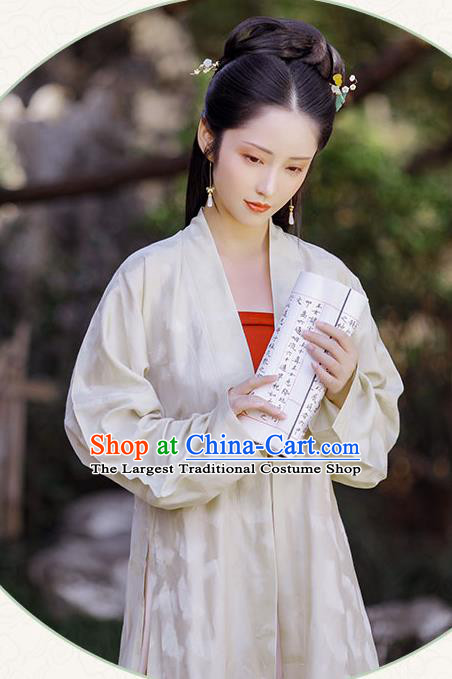 China Song Dynasty Patrician Beauty Historical Costume Traditional Hanfu Dress Ancient Young Lady Clothing