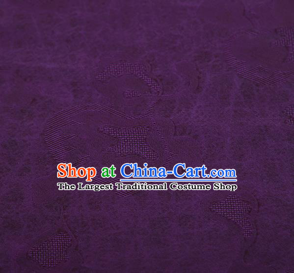 Chinese Classical Flowers Pattern Purple Blue Silk Fabric Qipao Dress Jacquard Cloth Traditional Gambiered Guangdong Gauze