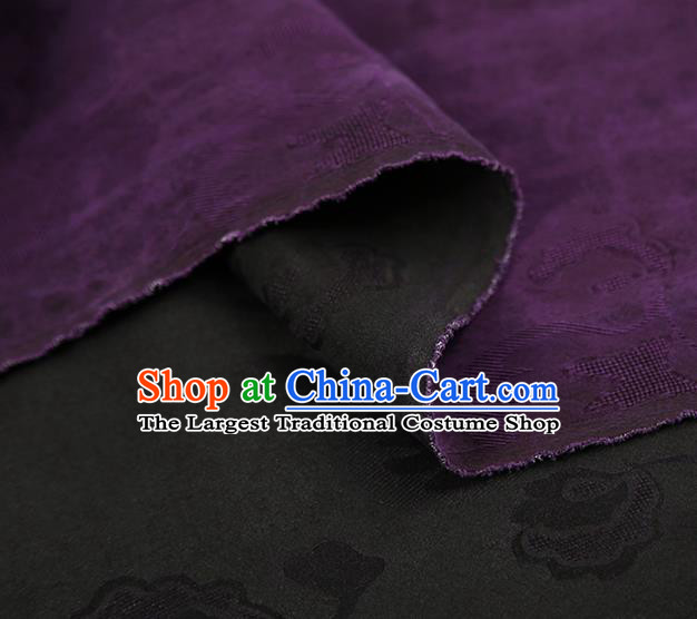Chinese Classical Flowers Pattern Purple Blue Silk Fabric Qipao Dress Jacquard Cloth Traditional Gambiered Guangdong Gauze