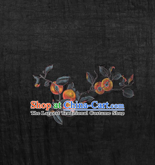 China Cheongsam Drapery Classical Gambiered Guangdong Gauze Traditional Hand Painting Persimmon Black Silk Fabric