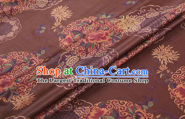 Chinese Traditional Qipao Dress Rust Red Brocade Material Classical Cheongsam Silk Fabric Gambiered Guangdong Gauze