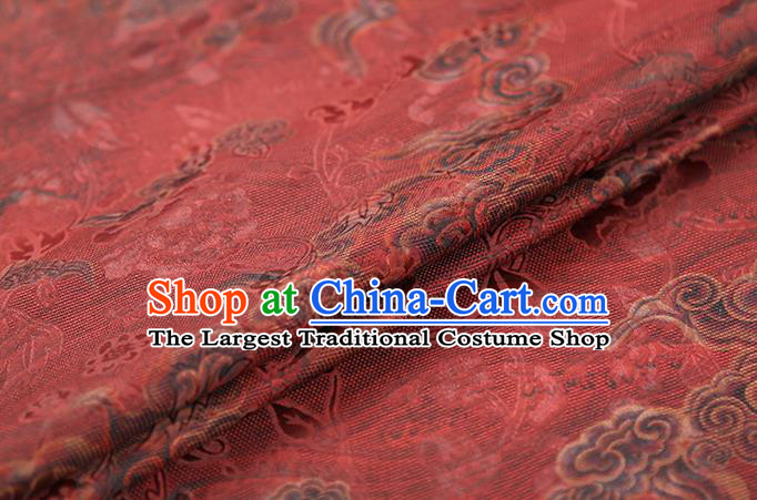 Chinese Red Gambiered Guangdong Gauze Traditional Qipao Dress Brocade Material Classical Cheongsam Jacquard Silk Fabric