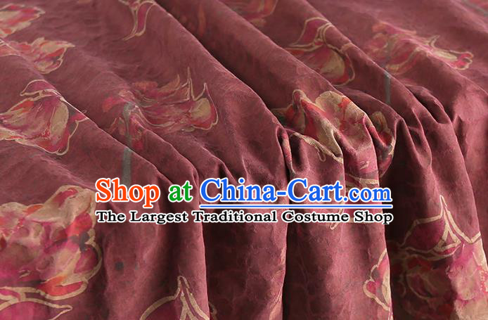 Chinese Traditional Qipao Dress Silk Fabric Classical Wine Red Gambiered Guangdong Gauze