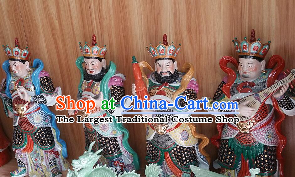 China Handmade Four Heavenly King Figurine Ceramic Si Da Tian Wang Statues Set