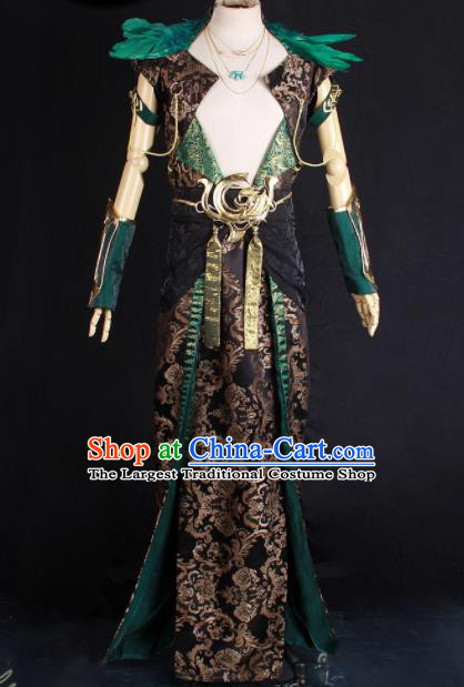 Chinese Ancient Swordsman Attire Cosplay Young Hero Garment Costumes Cartoon Legend of Exorcism Character Qing Xiong Clothing