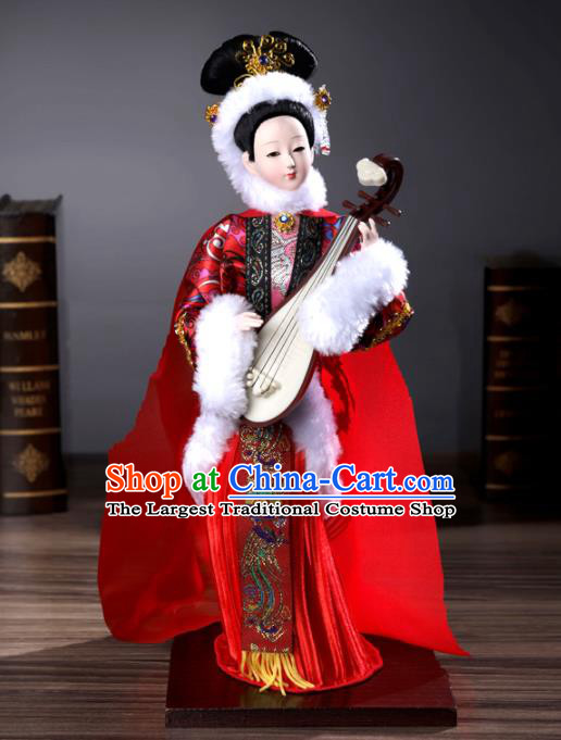 Handmade Red Traditional China Beijing Silk Figurine - Empress Wang Zhaojun
