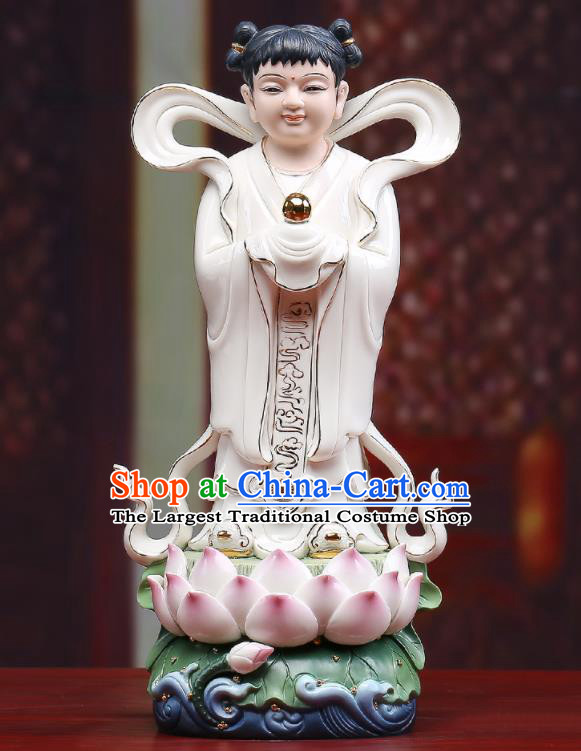 Chinese Handmade Dragon Girl Porcelain Statue White Ceramic Long Nv Craft