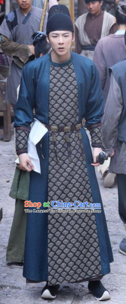 Chinese Drama The Long Ballad Hao Du Clothing Ancient Imperial Bodyguard Garment Costumes Traditional Swordsman Apparels and Hat