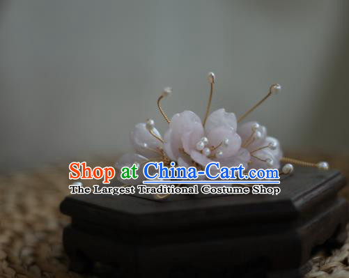 Chinese Handmade Hairpin Traditional Hanfu Hair Accessories Ancient Princess Peach Blossom Hair Stick