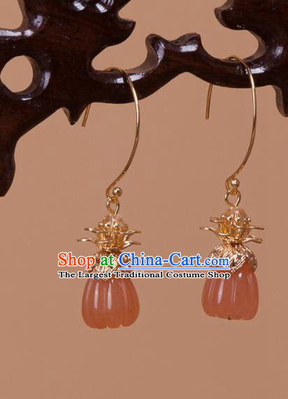 China Traditional Ming Dynasty Golden Earrings Ancient Princess Ceregat Ear Jewelry