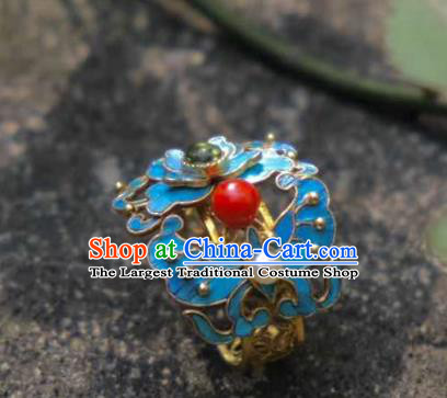 China Handmade Butterfly Ring Traditional Cheongsam Circlet Jewelry Jadeite Accessories