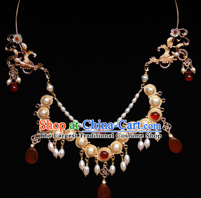 Chinese Traditional Hanfu Pearls Necklace Accessories Classical Ming Dynasty Princess Necklet Jewelry