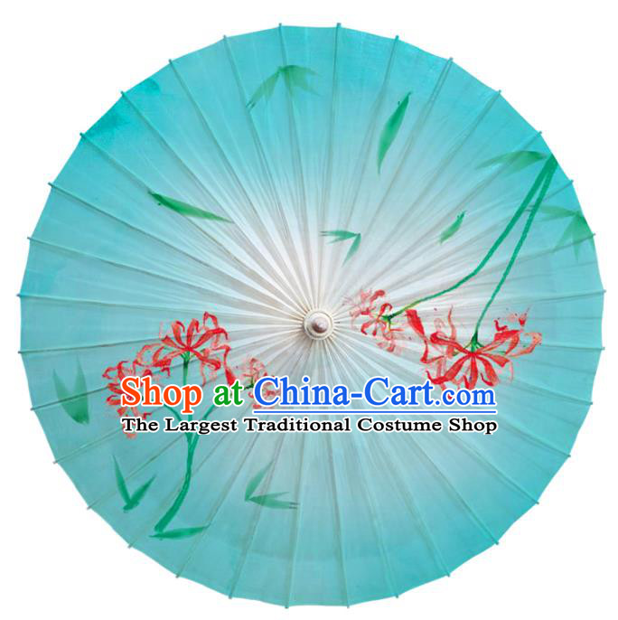 China Painting Manjusaka Blue Oil Paper Umbrella Classical Dance Umbrella