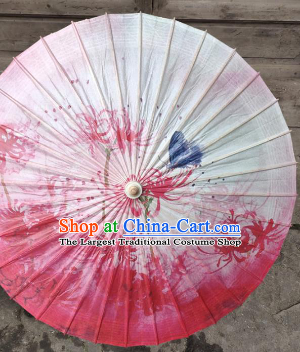 China Classical Dance Umbrellas Painting Red Spider Lily Umbrella Traditional Oil Paper Umbrella Craft