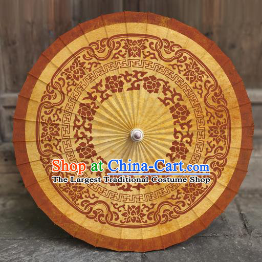 China Handmade Classical Dance Umbrella Craft Traditional Brown Oil Paper Umbrella