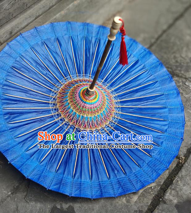 China Classical Royalblue Umbrella Traditional Dance Oil Paper Umbrella Handmade Umbrellas Craft
