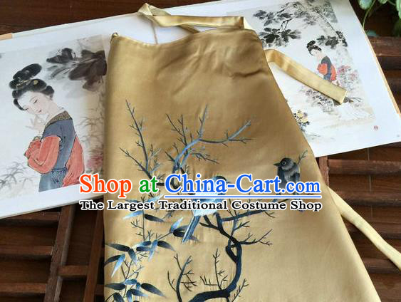 China Handmade Embroidered Bird Ginger Silk Bellyband Traditional Stomachers Undergarment Corset