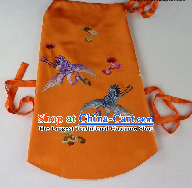 China Traditional Women Stomachers Sexy Corset Handmade Embroidered Cranes Orange Silk Bellyband Undergarment