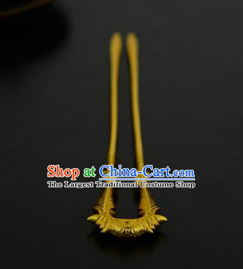 China Ancient Palace Lady Golden Bamboo Hairpin Handmade Traditional Song Dynasty Princess Hair Stick