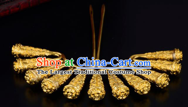 China Ancient Queen Hairpin Handmade Traditional Song Dynasty Golden Hair Stick