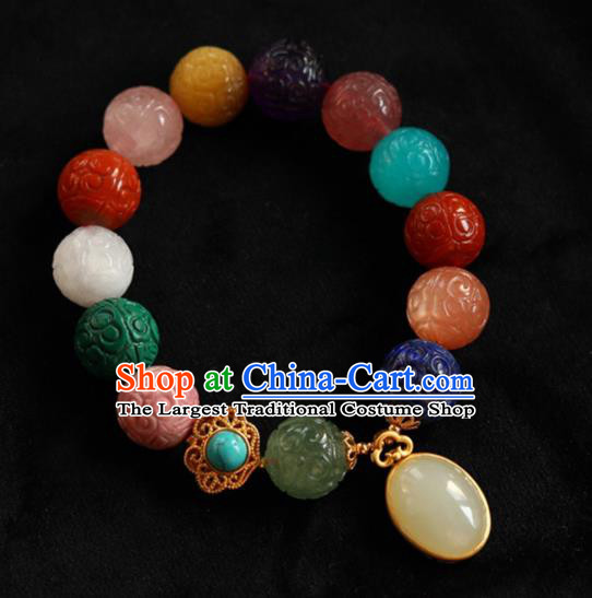 Chinese Traditional Colorful Beads Wristlet Accessories National Cheongsam Crystal Bracelet