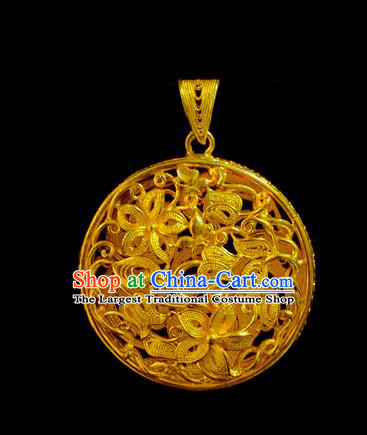China Ancient Princess Golden Necklet Pendant Traditional Ming Dynasty Necklace Accessories