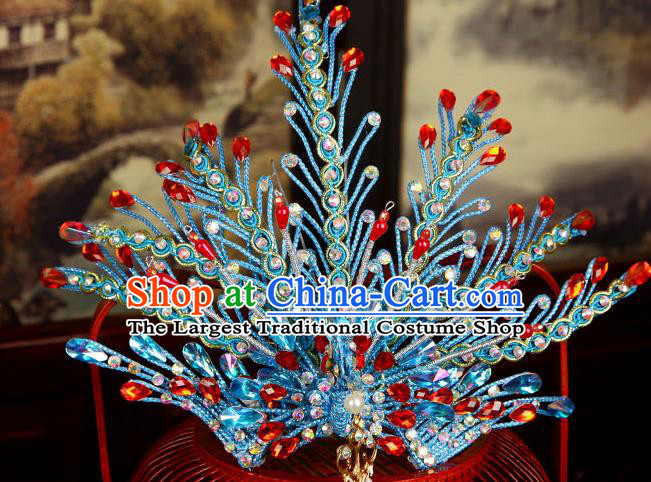 China Traditional Beijing Opera Hair Crown Ancient Queen Hair Jewelry Tassel Phoenix Hairpin