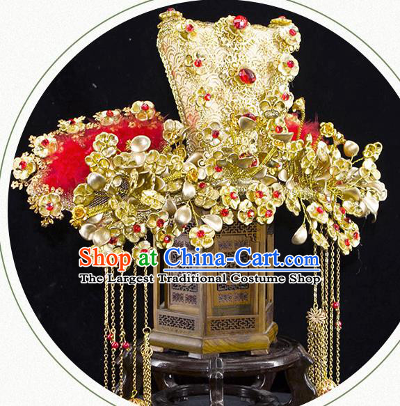 China Traditional Tang Dynasty Queen Hair Accessories Ancient Empress Golden Phoenix Coronet