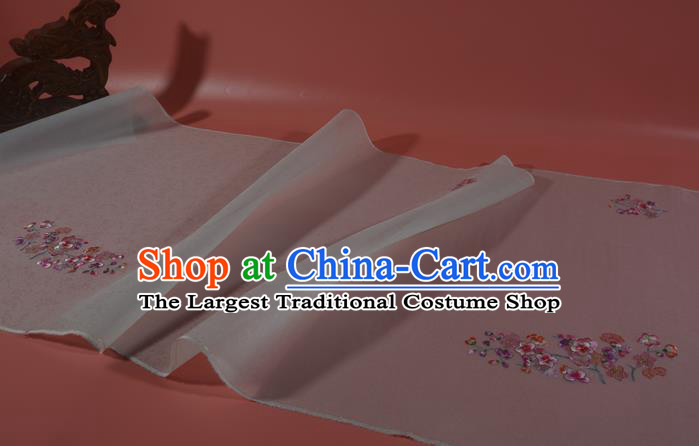Chinese Suzhou Embroidered Plum Blossom Silk Traditional Hanfu White Silk Fabric