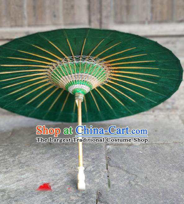 Traditional China Green Oil Paper Umbrella Handmade Umbrellas Artware Dance Umbrella Bumbershoot