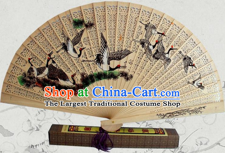 Handmade China Traditional Folding Fan Incienso Fan Ink Painting Cranes Accordion