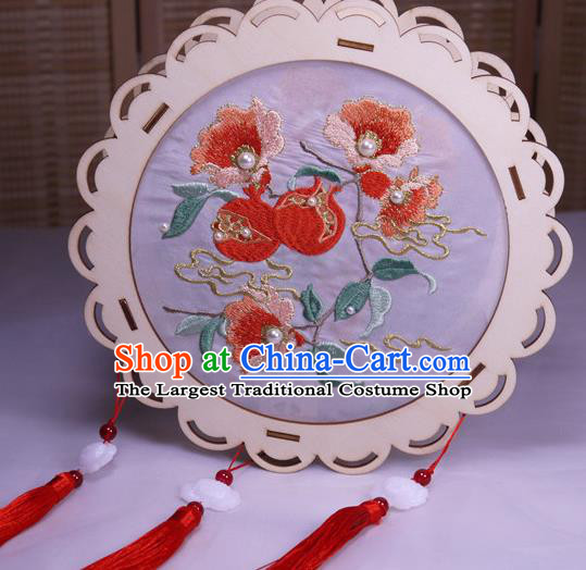 China Embroidery Pomegranate Silk Lamp Embroidered Portable Lantern Handmade Flower Drum Lantern