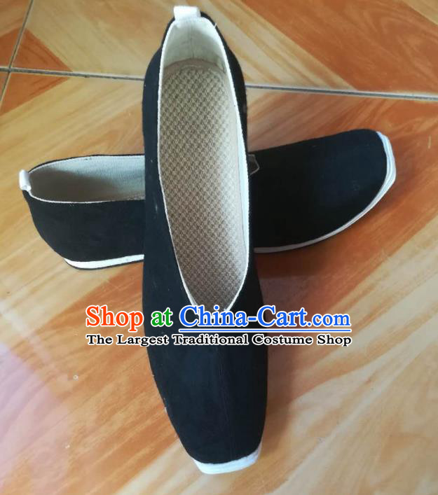 Chinese Ancient Taoist Black Cloth Shoes Traditional Song Dynasty Scholar Strong Cloth Soles Shoes for Men
