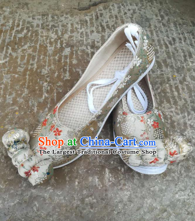 China Classical Brocade Shoes Traditional Song Dynasty Hanfu Shoes Ancient Princess Bow Shoes