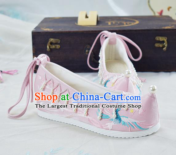 China National Shoes Traditional Wedding Pink Cloth Shoes Women Xiu He Embroidered Shoes