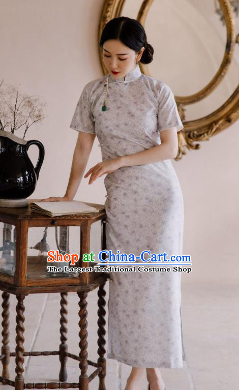 Republic of China Traditional Women Clothing Classical Printing Cheongsam National Young Lady Qipao Dress