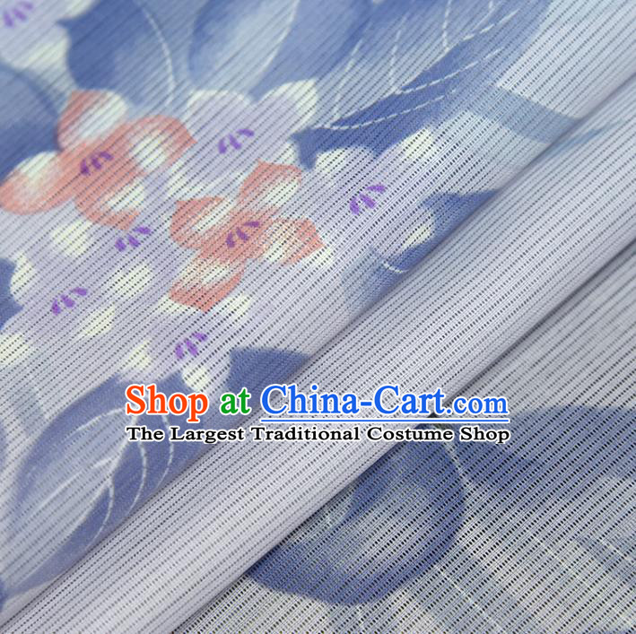 Asian Japan Classical Flowers Pattern Brocade Tapestry Traditional Qipao Dress Light Blue Silk Fabric