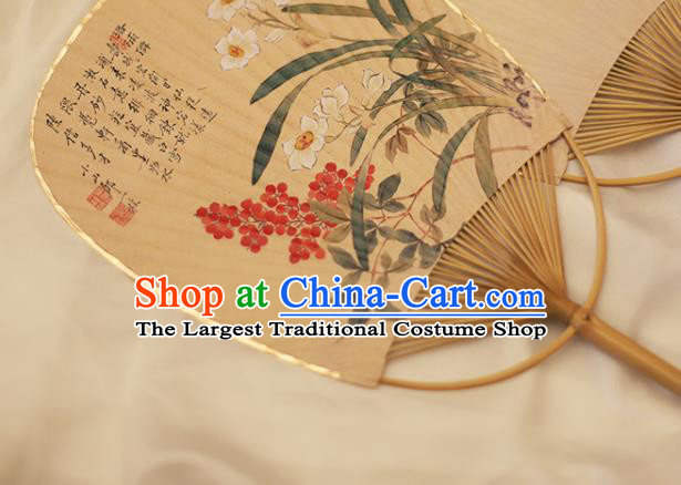 Asian Japanese Paper Fan China Classical Dance Fan Hand Painting Orchids Fans