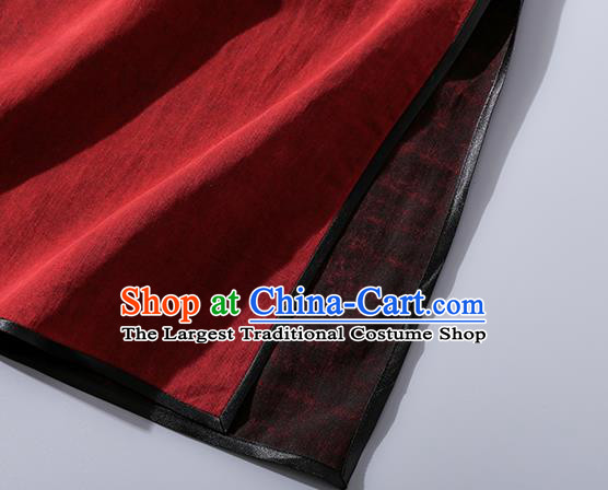 Asian Chinese Classical Silk Cheongsam Clothing Traditional Dark Red Long Qipao Dress