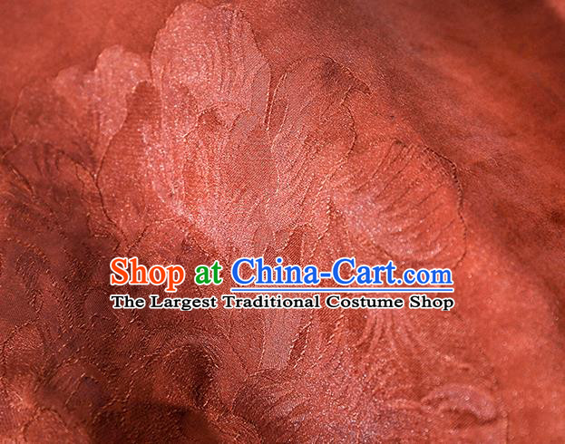 Asian Chinese Traditional Jacquard Rust Red Silk Long Qipao Dress Woman Clothing Classical Brocade Cheongsam