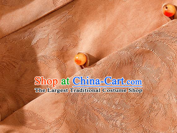 Asian Chinese Woman Clothing Classical Cheongsam Traditional Apricot Silk Long Qipao Dress