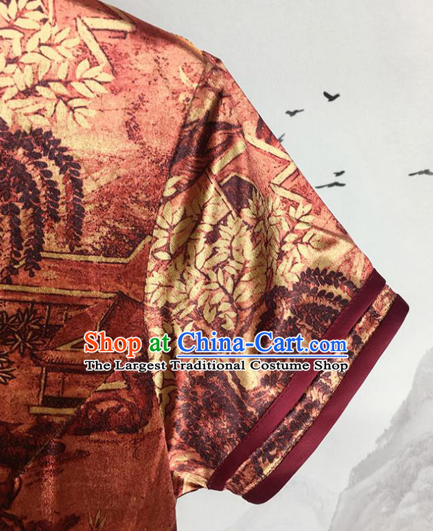 China Shanghai Young Lady Clothing Traditional Retro Cheongsam National Printing Silk Qipao Dress